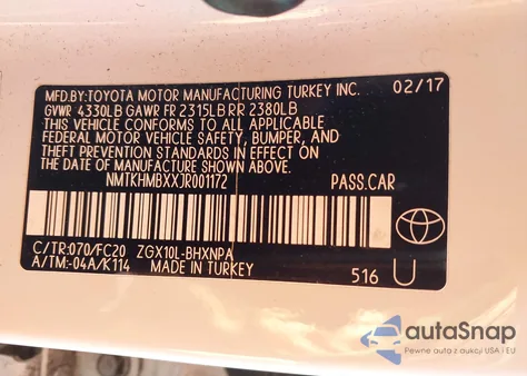 2018 Toyota C-Hr Xle Premium from USA, damaged, VIN NMTKHMBXXJR001172